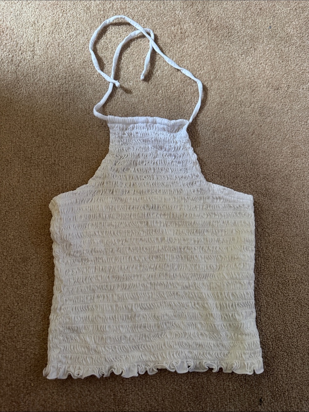 Old Navy White Smocked Halter Crop Top